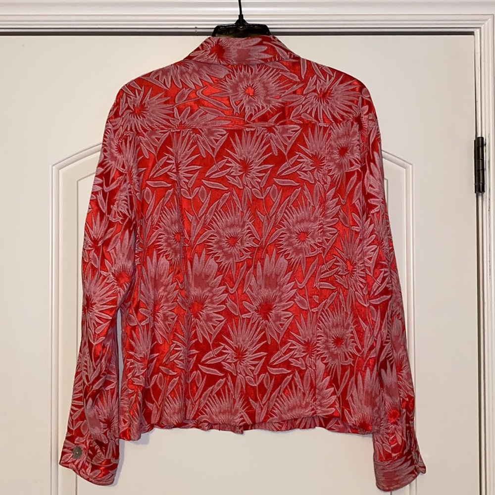 Chico’s Rayon/Silk Flowered Jacket - image 2